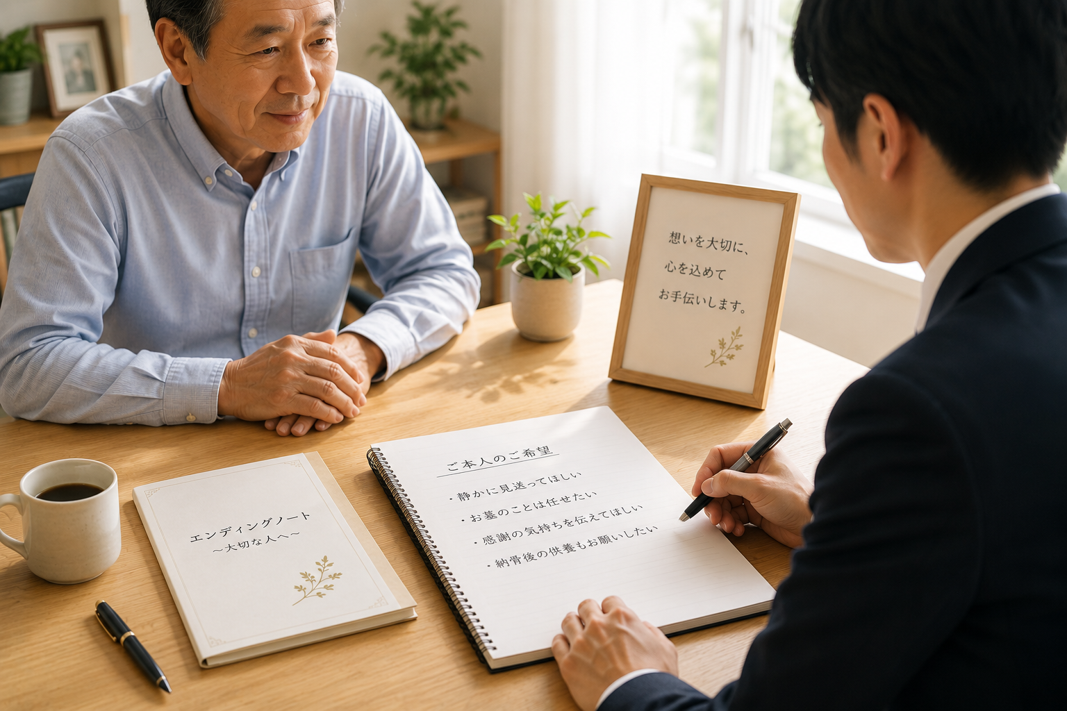 本人の希望や想いを丁寧に整理する終活相談のイメージ