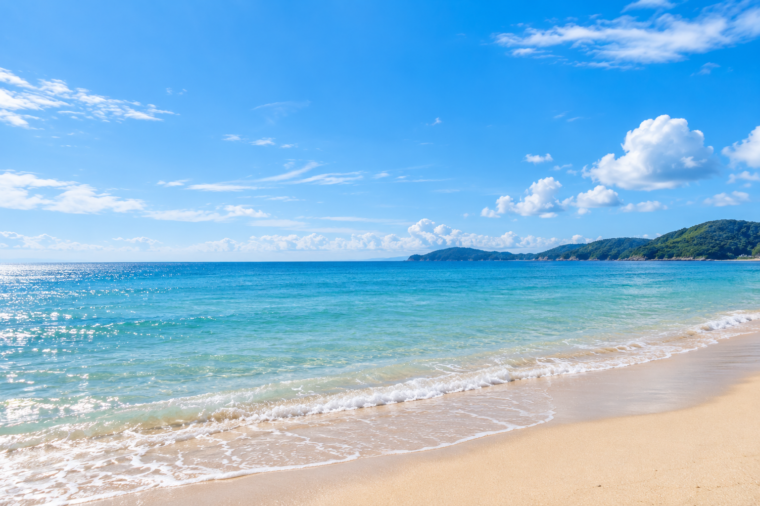 青い海と砂浜が広がる自然の風景