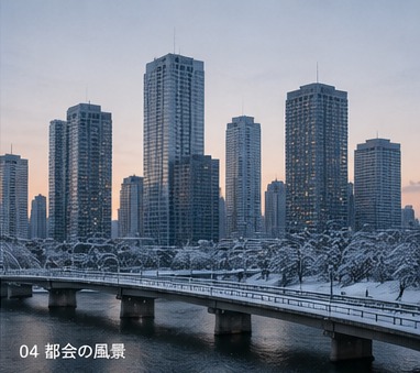 季節が移った都市の風景