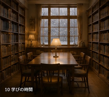 時間が移った図書館の風景