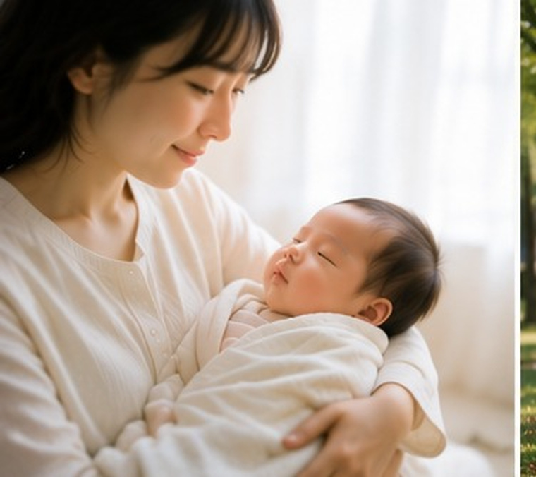 赤ちゃんを抱く日常の風景