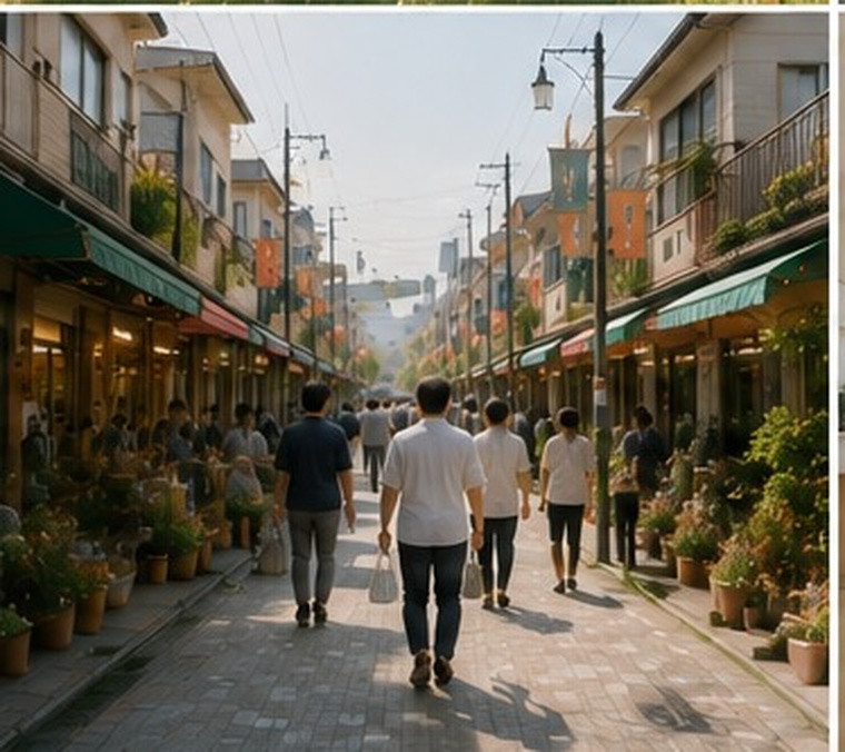 商店街を行き交う日常の風景