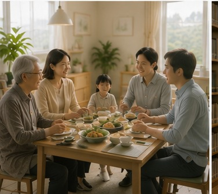 家族が食卓を囲む日常の風景