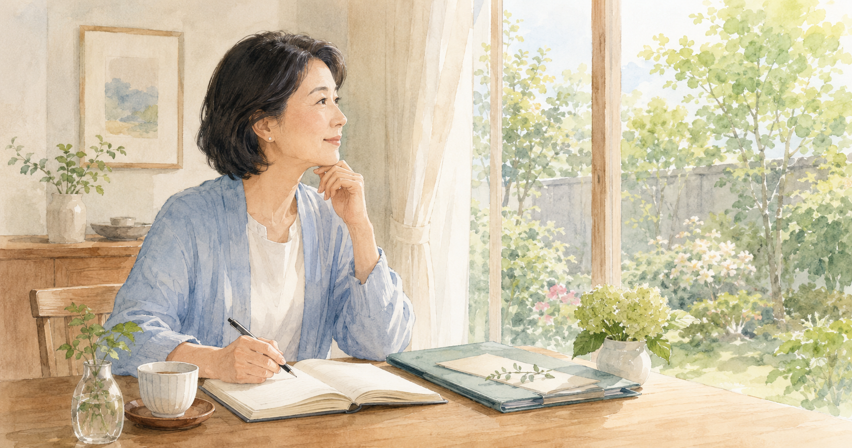 50代からこれからの暮らしと終活について前向きに考える女性