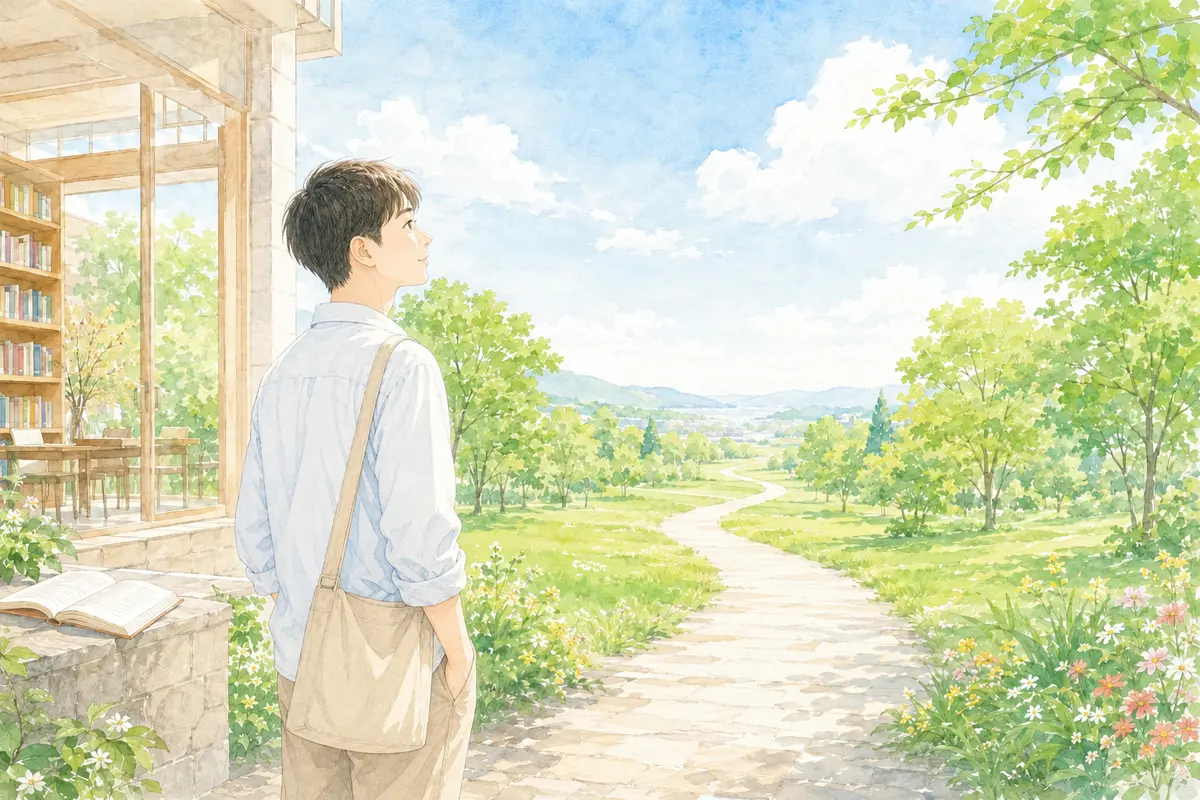 文学から受け取った問いを胸にこれからの生き方を見つめる若い男性